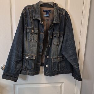 Avenue Jeans Womens Plus Size 26/28 Dark Blue Denim Jean Jacket
